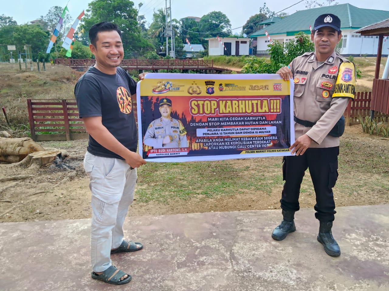 Kebakaran Lahan Terpantau, Bhabinkamtibmas Langsung Bergerak