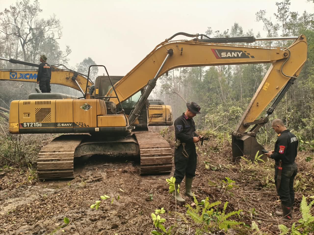 Kapolda Kalteng Bersama Dansatbrimob Pantau Langsung Pemadaman dan Penyekatan Karhutla di Banturung