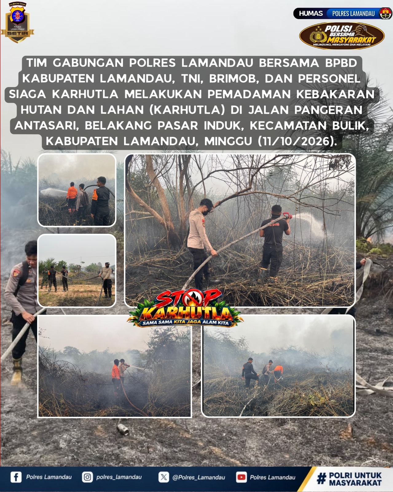 Karhutla di Belakang Pasar Induk, Tim Gabungan Polres Lamandau Bergerak Padamkan Api